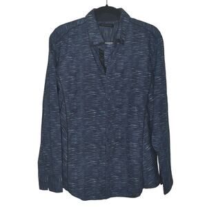 INC International Concepts long sleeve button up shirt blue stripe pattern XL